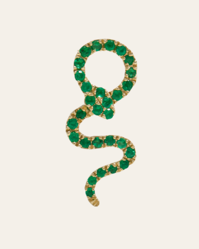 Emerald Snake Drop Charm - 14CT Yellow Gold