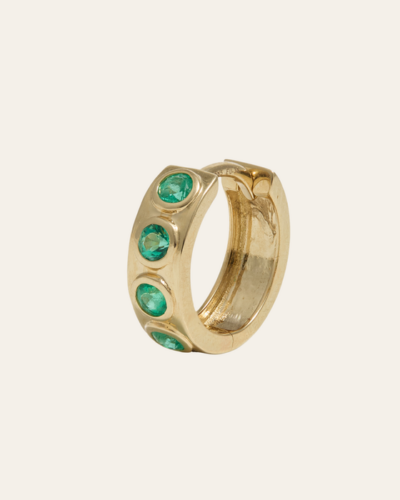 Cha Cha Huggie Emerald Medium - 14CT Gold