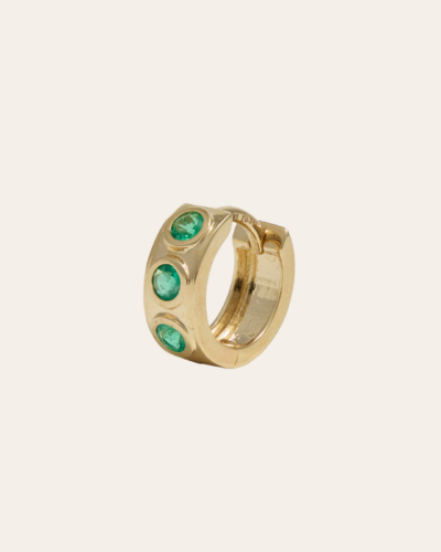 Cha Cha Huggie Emerald Small - 14CT Gold