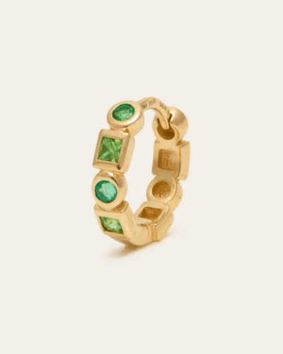 Disco Huggie Green Medium - 14CT Gold