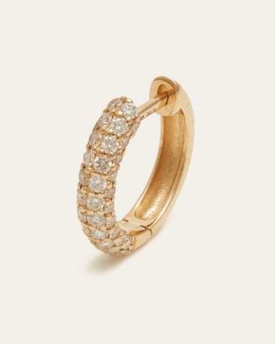 Chunky Pave Diamond Huggie Medium - 14CT Gold
