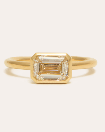 Bobbi Ring with Lab Emerald Cut Diamond - 18CT Gold