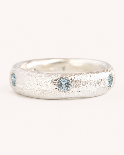 Epicene Ring - Sterling Silver, Blue Topaz (6mm Band)