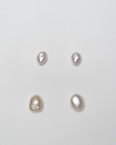 Irregular Pearl Studs - 18k Gold