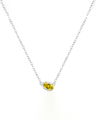 Citron Oval Pendant Necklace - Sterling Silver