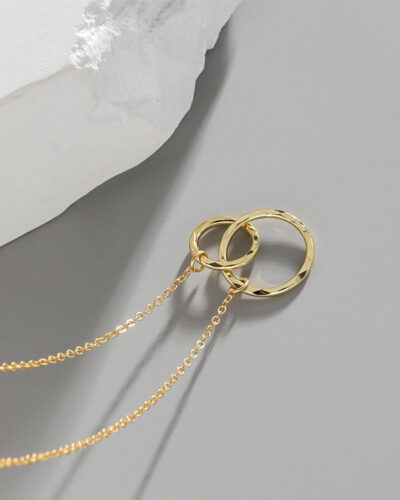 Double Circle Pendant Necklace - 18K Gold Plated