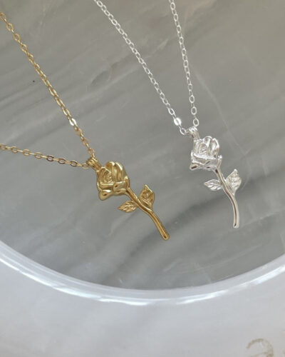 Rose Pendant Necklace - Sterling Silver