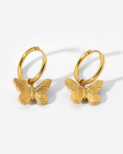 Butterfly Huggie Earrings - 18K Gold Plated