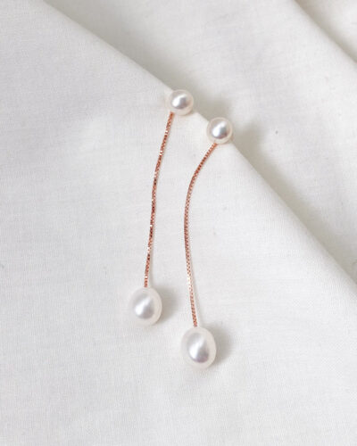 Menaka II Pearl Earrings - Rose Gold Plated