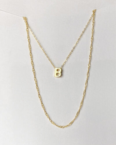 Alphabet + Long Anne Necklace Set "B" - 14k Gold Vermeil