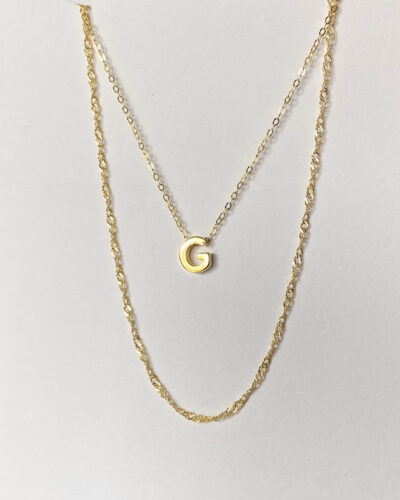 Alphabet + Long Anne Necklace Set "G" - 14k Gold Vermeil