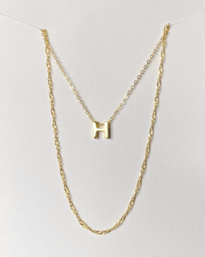 Alphabet + Long Anne Necklace Set "H" - 14k Gold Vermeil
