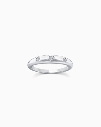 Flow 3-Stone Ring - 9K White Gold, Diamond (Lab Grown) (0.10ct)
