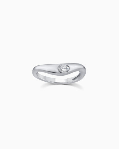 Flow Oval Wave Ring - 9K White Gold, Diamond (Lab Grown) (0.15ct)