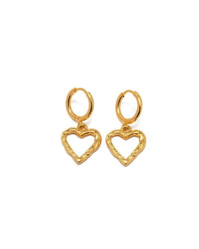 Love Heart Huggie Hoop Earrings - 18K Gold Plated