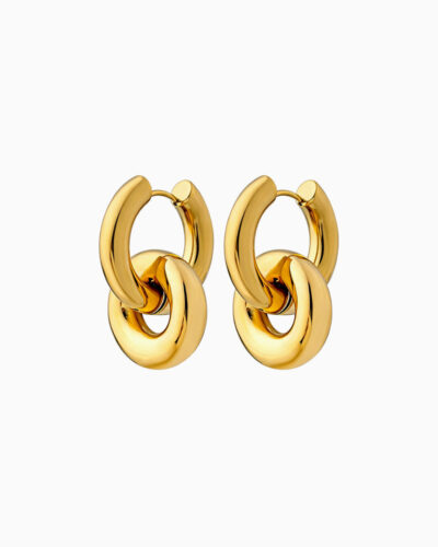 Muse Double Circle Stud Earrings - 18K Gold Plated