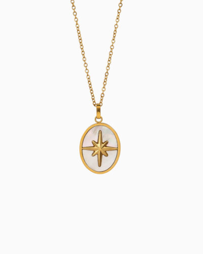 Stars Oval Shaped Star Necklace - 18K Gold Plated