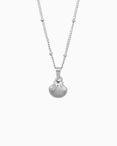 Drift Intermittent Bead & Shell Necklace - Silver Stainless Steel