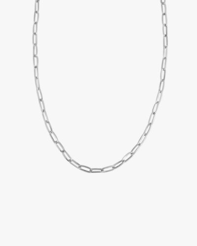 Essentials Mini Paper Link Necklace - Silver Stainless Steel