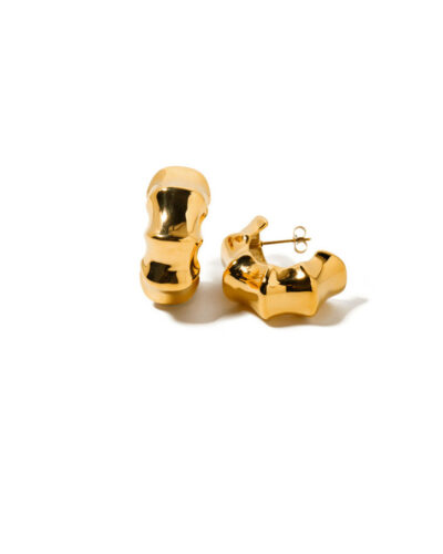 Bamboo C-Hoop Earrings - 18K Gold Plated