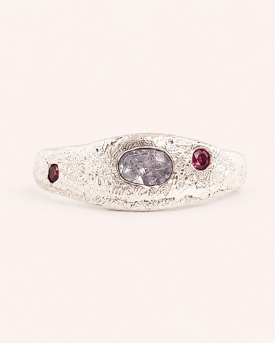 Aluna Bold Ring - Sterling Silver, Blue & Red Sapphire