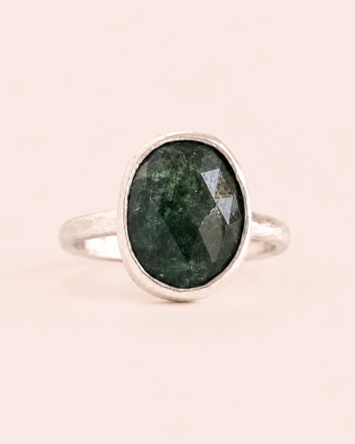 Cabochon Ring - Sterling Silver, Emerald