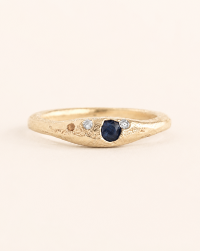 Aluna Ring - 9K Yellow Gold, Reclaimed Sapphire & Diamonds