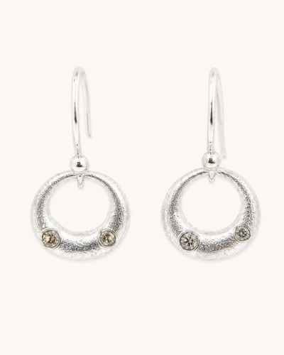 Demilue Earrings - Sterling Silver, Mint Green Sapphire