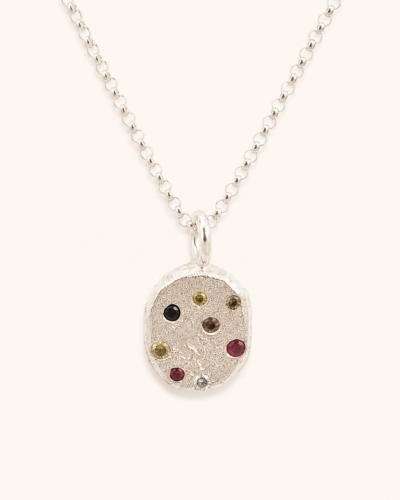 Bowl Pendant - Sterling Silver, Mixed Coloured Sapphires