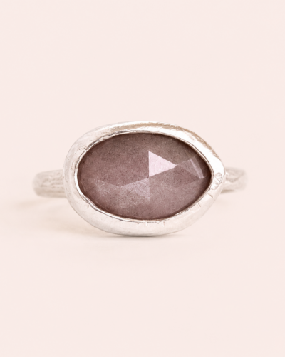 Cabochon Ring - Sterling Silver, Grey Moonstone