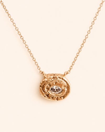 Portrait Pendant E/W Setting - 9K Rose Gold, Lab Diamond
