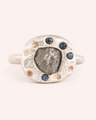 Bowl Ring - Sterling Silver, Rough Diamond