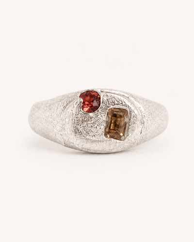 Harmony Signet Ring - Sterling Silver, Yellow and Red Sapphire