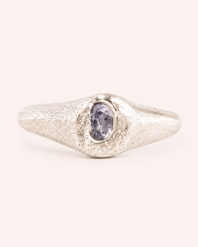 Omni Signet Ring - Sterling Silver, Light Blue Sapphire