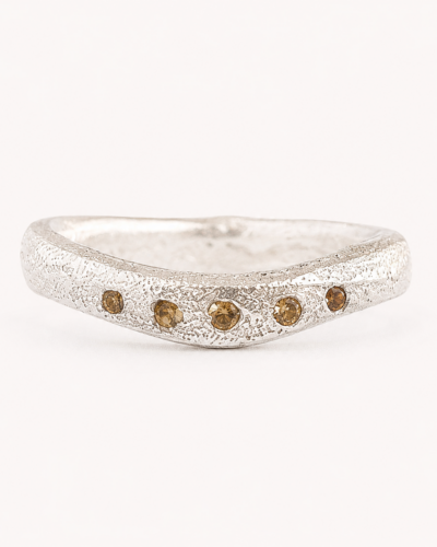 Tidal Ring - Sterling Silver, Yellow Sapphire