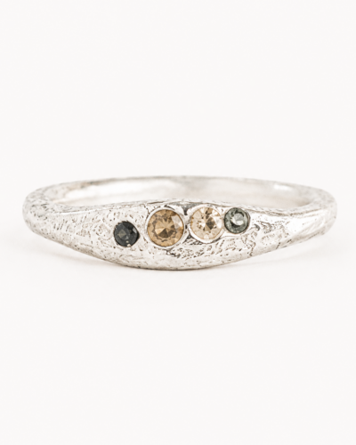 Aluna Ring - Sterling Silver, Mixed Sapphire (Yellow, Green & Blue)