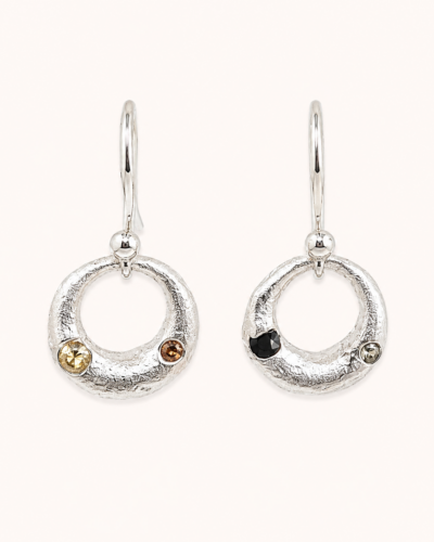 Demilue Earrings - Sterling Silver, Teal Saphire