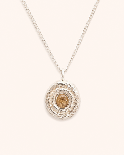 Portrait Pendant - Sterling Silver, Yellow Sapphire
