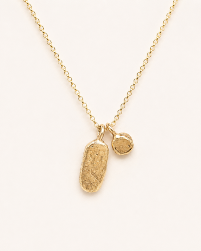 Small Tablet Necklace with Charm - Sterling Silver